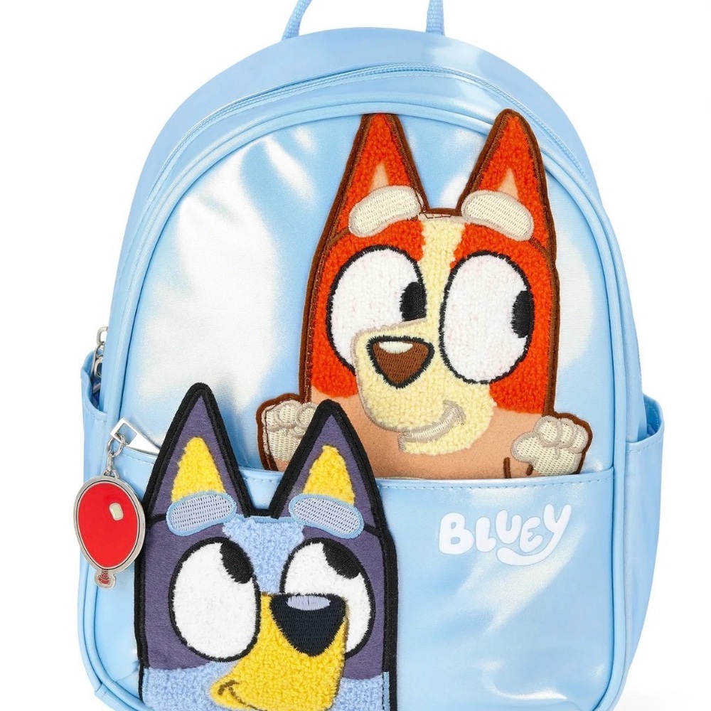 Bluey Light Blue Kids Backpack with Character Patches